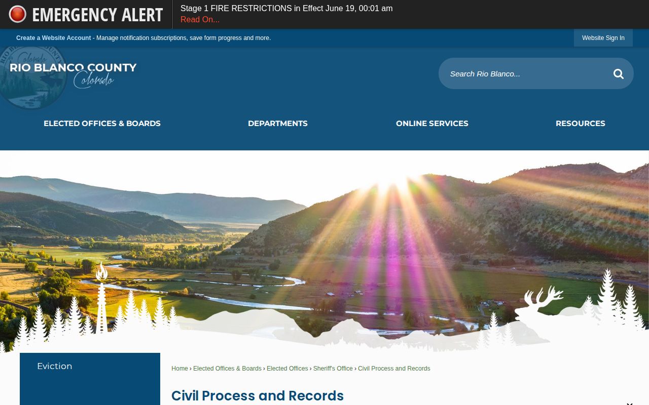 Rio Blanco County booking record and mugshot request information