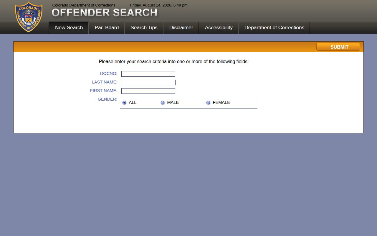 Rio Blanco County state offender record search through CDOC