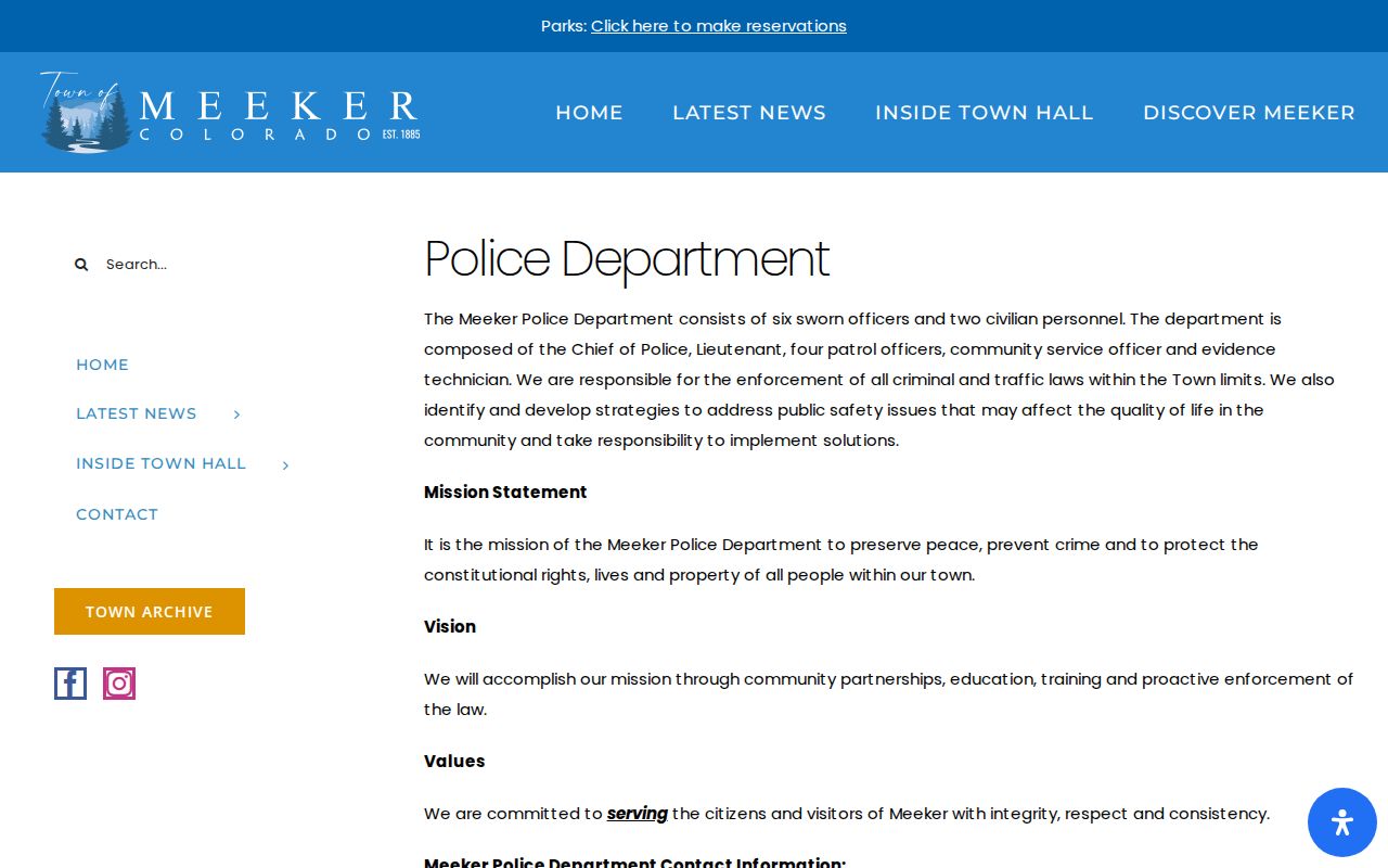 Meeker Police Department official arrest records source in Rio Blanco County