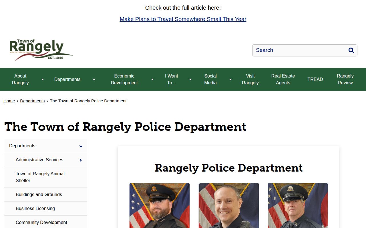 Rangely Police Department official arrest record source in Rio Blanco County